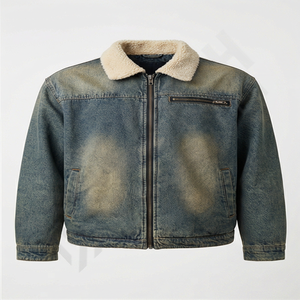 <b>Zip</b> <b>Up</b> Denim Jacket Minimalist Casual Jean Coat <b>Men's</b> Custom Logo Streetwear Fashion Outerwear Quality Supplier <b>Top</b> - Product Image 1
