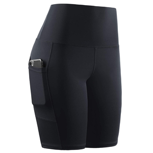 Short de yoga personnalisé sans couture pour les femmes, violet foncé, vêtements de sport extensibles flexibles à taille haute - Product Image 3