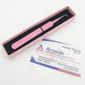 Pinzas para pestañas de 90 grados con recubrimiento de polvo rosa para bebé, venta al por mayor, pinzas profesionales para pestañas con agarre de diamante sólido de acero inoxidable - Product Image 1