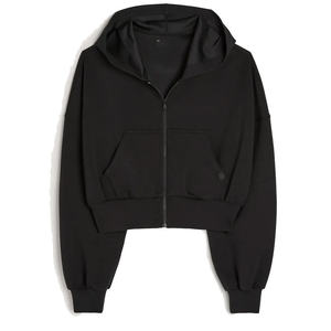 Cuello alto, cremallera, corto, sudaderas con capucha para mujer, Top corto con capucha y cremallera, sudadera informal de invierno de punto de gran tamaño recortada - Product Image 1