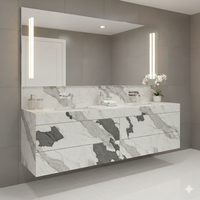 Dalles de marbre naturel blanc élégantes pour revêtement mural de salle de bain de villa moderne, crédence de cuisine, salle à manger, finition polie haute brillance, grandes dalles