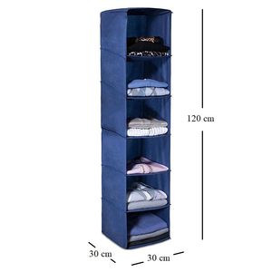 Organizer armadio a 6 scomparti in tessuto blu 30x30x120 cm portaoggetti portaoggetti Premium - Product Image 2