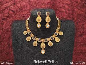 Rajwadi plaqué fantaisie conception vêtements de fête belle Kemp bijoux ensemble de collier court - Product Image 3