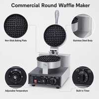 Gaufrier électrique commercial 110V 1200W en acier inoxydable pour gaufres belges, idéal pour les hôtels et les food trucks (norme US)