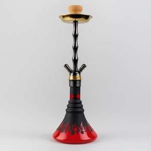 Ensemble de chicha portable au design flamme, kit de chicha cool, aluminium, verre dégradé, tige en forme de bambou, rouge bleu, chicha pour salon, bar, club - Product Image 2