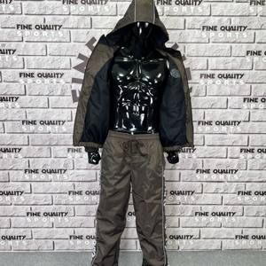 Streetwear vintage pour hommes ensemble deux pièces coupe-vent à capuche en nylon survêtement en polyester à fermeture éclair avec logo réfléchissant pour la saison de printemps - Product Image 4