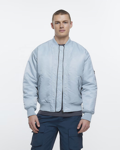 Chaqueta Bomber Personalizada para Hombre 2026, Azul Casual, Corte Regular, Impermeable, Nailon y Poliéster, Cierre de Cremallera, Cuello Alto, Invierno, Servicio OEM - Product Image 1