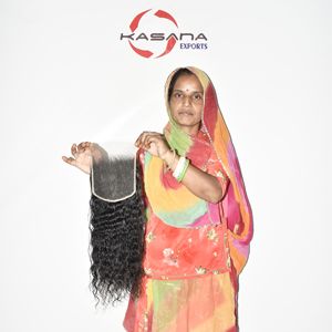 6*6 HD Closure temple Indian Weaving 100% Natural Raw Color <b>Black</b> Women Wholesale Machine Double Weft Human <b>Hair</b> <b>Extensions</b> - Product Image 4