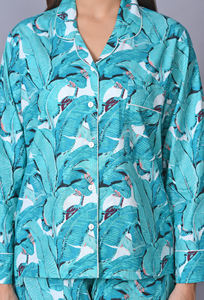 Ensemble de pyjama indien 100% coton 3 pièces fait à la main, tenue de nuit en coton doux-pyjama pur coton, ensemble de pyjama imprimé en blocs - Product Image 4