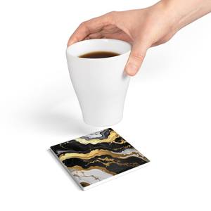 Sous-verre en céramique marbre noir, or et blanc, élégant pour la décoration de la maison - Product Image 3