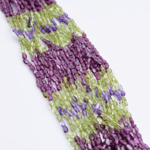 พลอยธรรมชาติหลากหลายชนิด รูปไข่เรียบ 1 เส้น สำหรับทำเครื่องประดับชั้นดี - Product Image 1