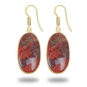 Pendientes de Piedra Natural de Jaspe Imperial, Joyería de Moda para Mujer, Coloridos, con Baño de Oro de 18K - Product Image 1