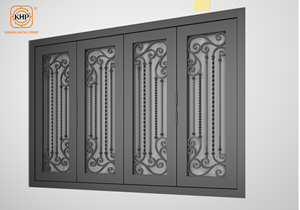 Fenêtres en fer forgé asiatiques de luxe KHP, design de grille artisanal haut de gamme, résistant à la rouille et élégant pour les grandes propriétés. - Product Image 2