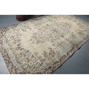 Tapis turc Vintage Beige Vert 6.2 X 10.4ft Classique Grande Surface Laine Latex Rectangle Patchwork pour Couloir pour Décoration de Chambre - Product Image 2