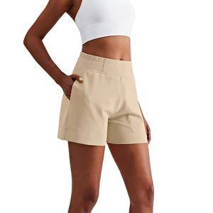Nouveaux shorts de sport décontractés respirants pour femmes à taille haute avec poches, taille élastique pour la salle de sport, la remise en forme et l'entraînement - Product Image 5