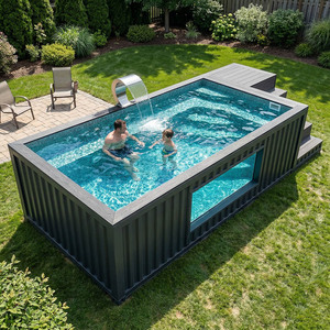 Piscina de Spa Pequeña de Fibra de Vidrio Personalizada para Uso Residencial en Exteriores con Acabado de Madera, Piscina Elevada - Product Image 2