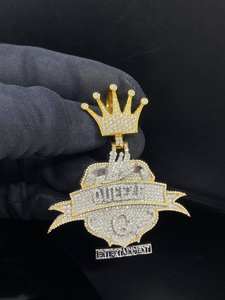 Custom <b>Letter</b> CZ Diamond Iced Stainless Steel <b>Silver</b> Plated Hip Hop Pendant - Product Image 4