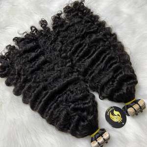Mejor precio vietnamita suave de alta calidad pelo crudo negro birmano rizado cinta Ins doble dibujado paquete - Product Image 4