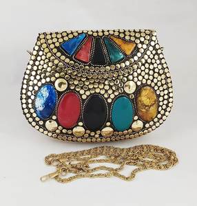 Meilleure qualité prix de gros argent résine perles pochette sac à main à la mode femmes sac à main. - Product Image 3