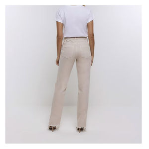 Jean décontracté pour femme, coupe droite, denim bleu délavé, boutons, style ample, en vente, pantalon pour femme, service OEM, personnalisation - Product Image 2