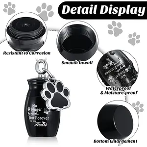 TTT Wholesale Pet Product Hot Selling Pet Ashes Keychain Alloy Perfume Bottle Dog Claw Pendant Cremation Pet Urn Necklace