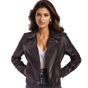 Chaqueta de motorista de piel auténtica personalizada para Mujer | Ropa de abrigo ajustada para Mujer | OEM ODM Proveedor al por mayor - Product Image 4