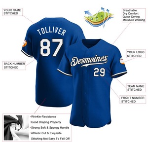 Maillot de baseball authentique personnalisé blanc royal-noir - Product Image 3