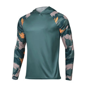 Deportes al aire libre Camisa de pesca Hombres Manga larga con capucha Secado rápido UPF 50 Protección solar Ropa de poliéster - Product Image 6