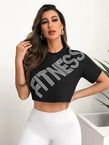 Camiseta de entrenamiento de compresión personalizada para mujer, Camiseta deportiva de manga corta para Yoga y Fitness, ropa deportiva transpirable de verano - Product Image 6