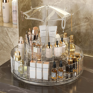 Organisateur de maquillage en plastique de luxe, étagère de coiffeuse, grande capacité, soins de la peau, boîtes à crayons à sourcils, à lèvres, transparentes, cosmétiques de bureau - Product Image 3