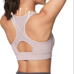 Sujetador deportivo de Fitness Sexy para mujer al por mayor más vendido transpirable frente sólido a prueba de viento secado rápido soporte medio Spandex/Nylon - Product Image 2