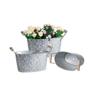 Wholesale Large Galvanized Zinc Garden Tub Metal Plant Pot with Iron Handles <b>Weatherproof</b> <b>Outdoor</b> Flower Container for Nursery - Product Image 6