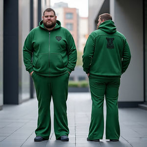 Último chándal de talla grande personalizado para hombre con capucha de cremallera y pantalón acampanado/conjuntos de pantalones y sudaderas con capucha de lana de algodón para hombre - Product Image 1