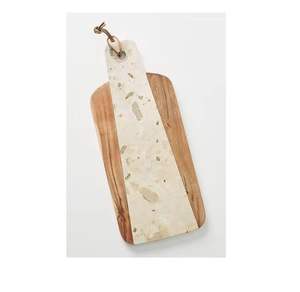 Planche à découper ronde en marbre pierre naturelle bord en laiton planche à découper moderne en marbre fromage blocs à découper - Product Image 3