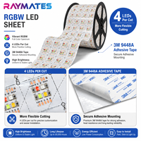 Feuille LED flexible professionnelle DC24V 50W/m 1296 LED/m RGBW CRI>80 pour éclairage uniforme, idéale pour caissons lumineux en tissu et murs publicitaires