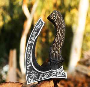 Cuchillo para Pizza de Acero al Carbono de Alta Calidad con Diseño Nuevo para Acampar, Hacha Premium para Exteriores con Funda de Cuero Fino - Product Image 1