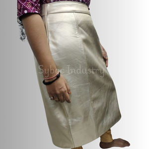 Jupe mi-mollet femmes nouveau Style plaqué en cuir de mouton véritable jupe longue pour les filles - Product Image 2