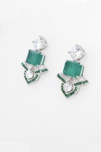 LAVINA Jade Light Baoyun Women's Trendy Art Deco Luxury <b>Stud</b> Earrings with Zircon and Rhodium & <b>Silver</b> Plating for Gift - Product Image 3