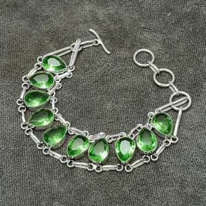 Green Amethyst Gemstone Silver <b>Bracelet</b> Green Amethyst 925 Sterling Silver Handmade Jewelry <b>Bracelet</b> Gift for Her Gift for Mom - Product Image 1