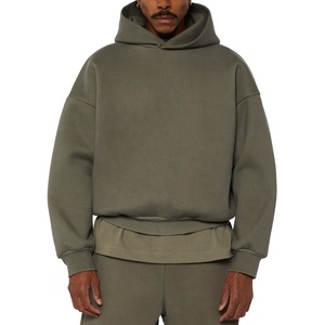 Heavy Cotton 500gsm Hoodie Custom Drop Shoulder Oversized Streetwear Cropped Hoodies Puff Print Hombres Hoodies - Product Image 3