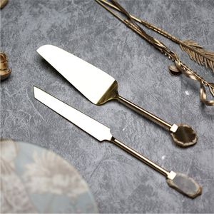 Luxury Gold <b>Cake</b> <b>Server</b> Set with Natural Agate Stone Handle Stainless Steel Wedding <b>Cake</b> Knife and <b>Server</b> Set for Parties Events - Product Image 1