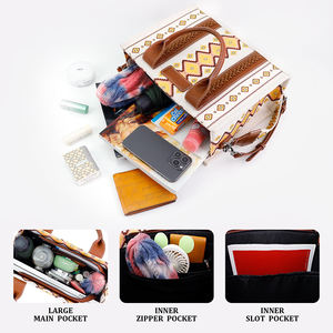 مخصص طباعة كاملة للنساء محافظ تسوق غربية كتف حقيبة يد كروس بودي قماش متقاطعة مع الجسم هوبو بوهيمي أزتيك حقيبة حمل - Product Image 2