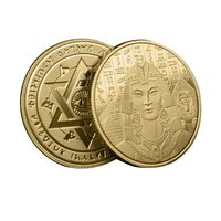 Pièce commémorative personnalisée par le fabricant, en argent et or, représentant une pyramide grecque antique, un dieu soleil égyptien et une reine