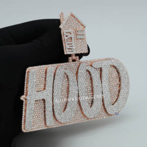 14 KT จี้ฮิปฮอปสีขาวและสีโรสโกลด์ประดับเพชรเม็ดกลมเพชรเพชรแบบสดใสเพิ่มความคมชัดของ VVS - Product Image 4