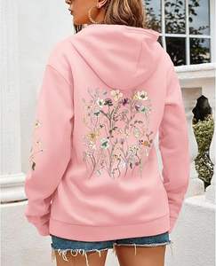 Sudadera con Capucha Estampada, Holgada, con Relieve, para Mujer, de Algodón, Informal, para Uso Diario, Elegante - Product Image 3