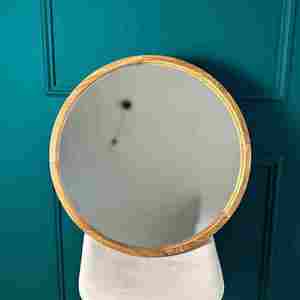 กระจกติดผนังกรอบไม้ทรงกลมแบบโมเดิร์นทำด้วยมือคุณภาพสูงจากอินเดีย - Product Image 5
