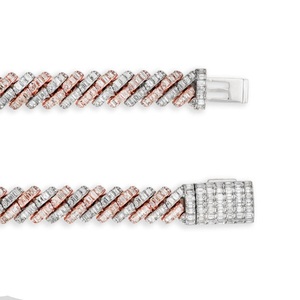 Chaîne à maillons cubains Moissanite personnalisée de luxe en argent sterling 925 diamant en forme d'émeraude plaqué or multi-tons pour unisexe - Product Image 3