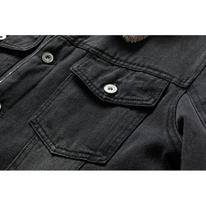 Custom <b>With</b> Logo <b>Denim</b> <b>Jacket</b> Men Winter Cotton Fleece <b>Denim</b> <b>Jacket</b> Fabric Print Pattern - Product Image 3