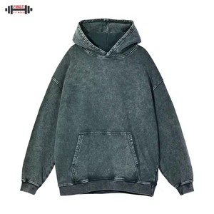 Sudadera con capucha de lana de invierno con logotipo personalizado para hombre, sudadera lavada de alta calidad, sudadera de gran tamaño Unisex de 300gsm - Product Image 4