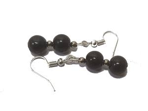 Haute qualité cristal noir obsidienne boucle d'oreille perles rondes pierres précieuses bijoux de mode boucles d'oreilles ensemble bijoux pour femmes grossiste - Product Image 2